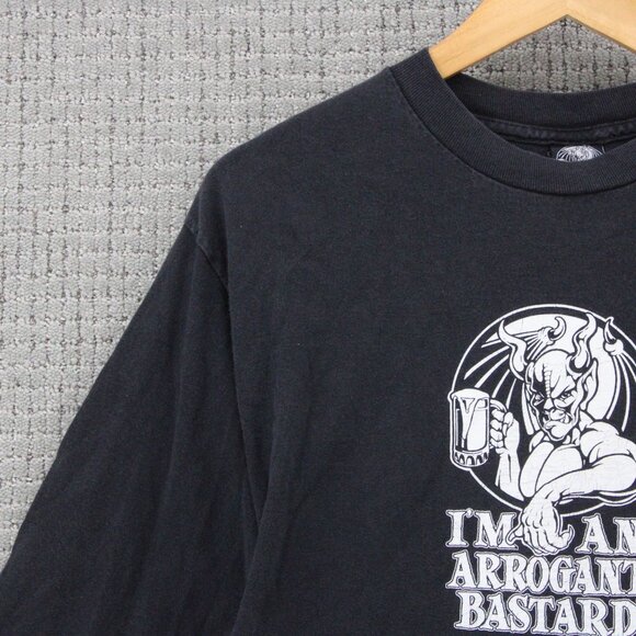 Vintage Stone Brewing Shirt Mens Medium M Black Long Sleeve Big Devil Beer Art - Picture 4 of 9